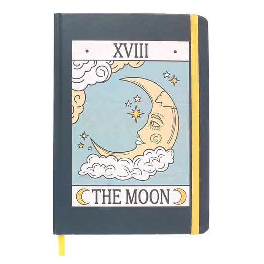 Notebook with celestial design and 'The Moon' label on a white background