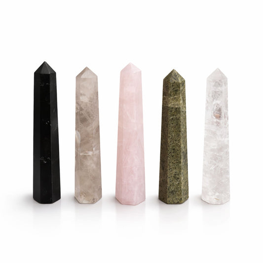 Gemstone Six Face Obelisk Point approx - Smoky Quartz - 11cm