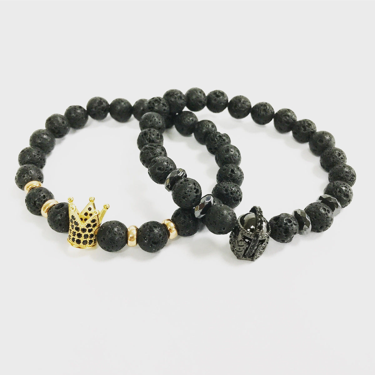 Lava Stone Gold Crown Bracelet