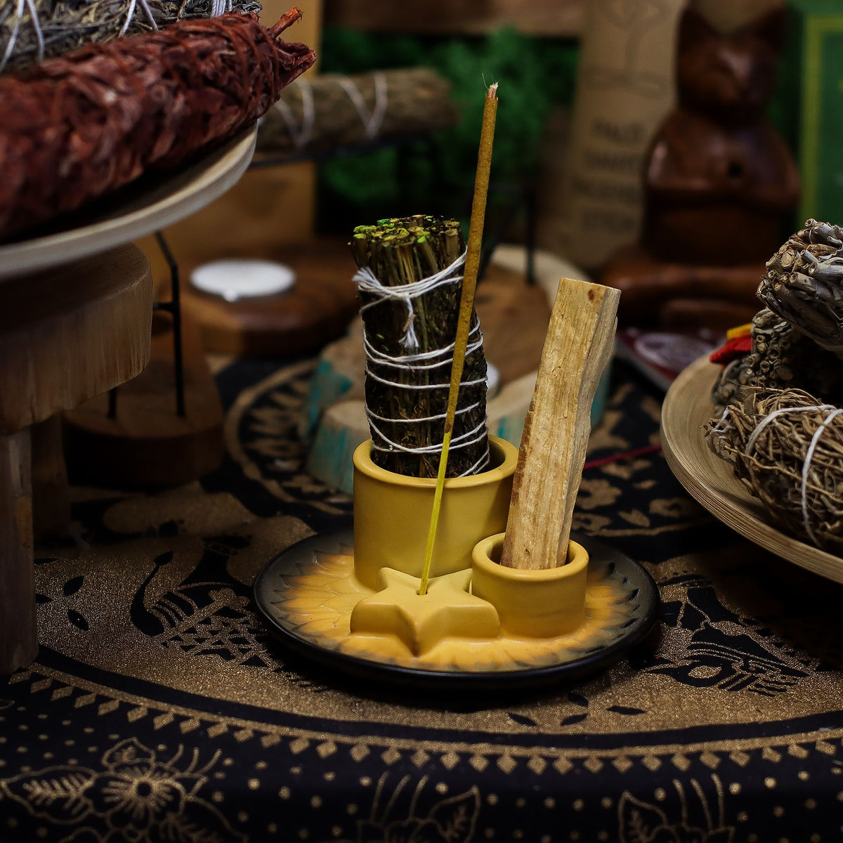 Palo Santo Stick & Smudge Holder - Sand & Grey