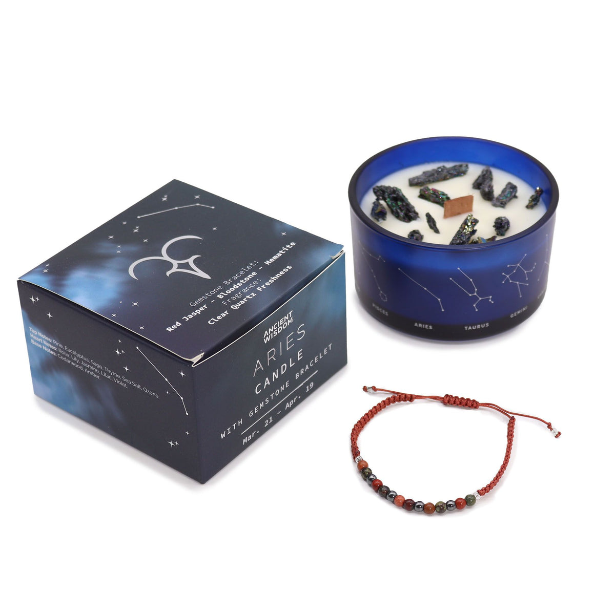Zodiac Candle & Gemstone Bracelet - Aries