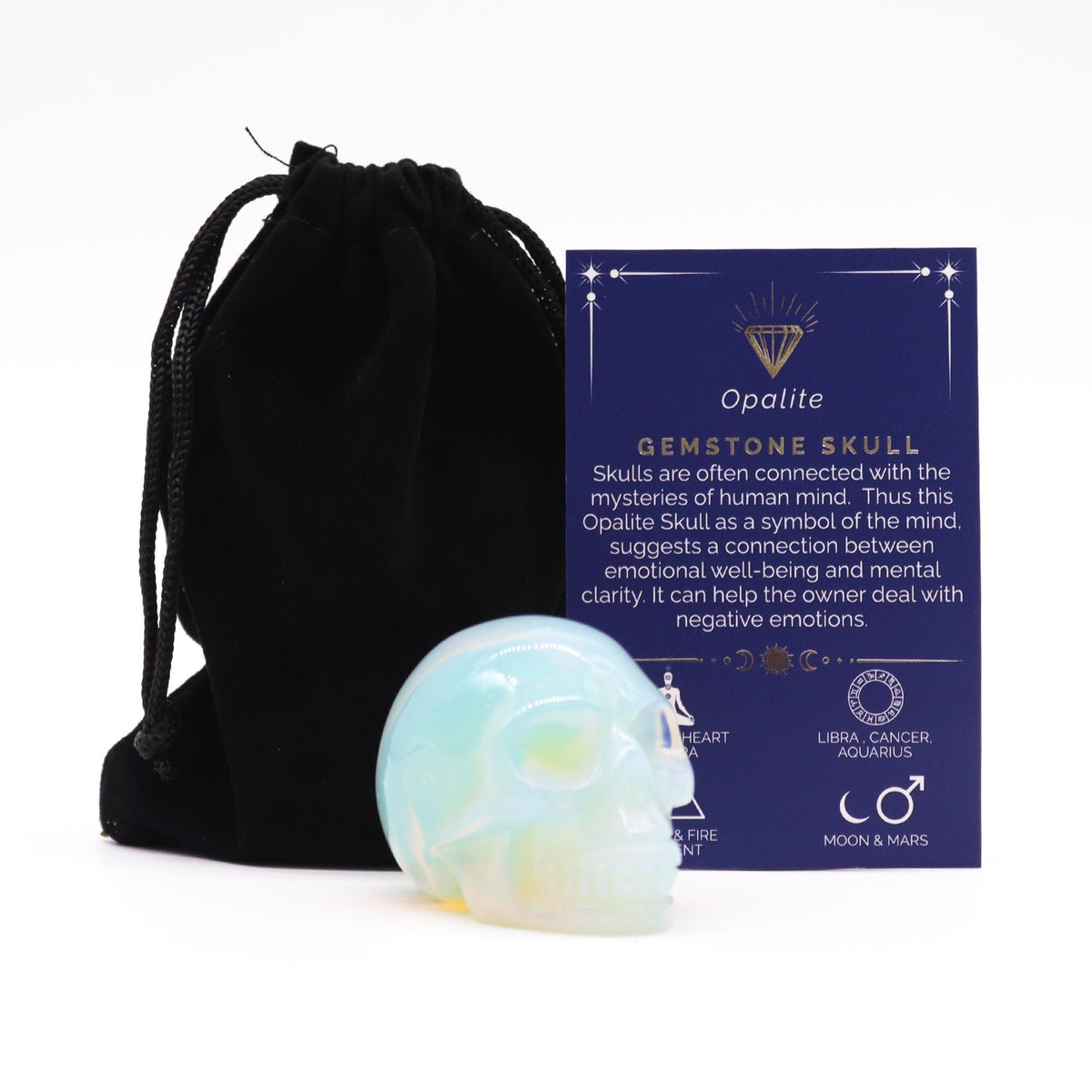 Gemstone Large Skull - Opalite