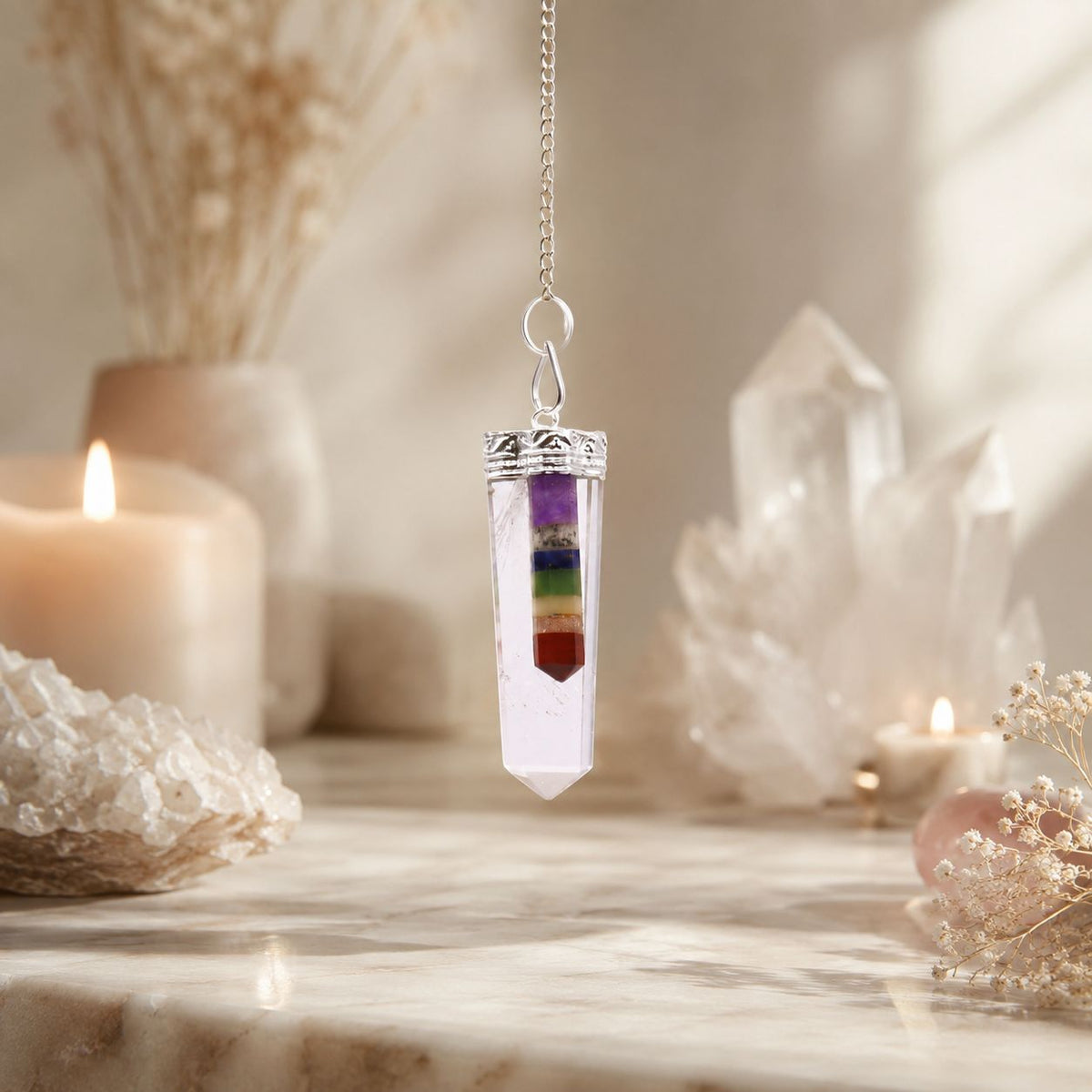 Crystal - 7 Chakra Bounded Pendant