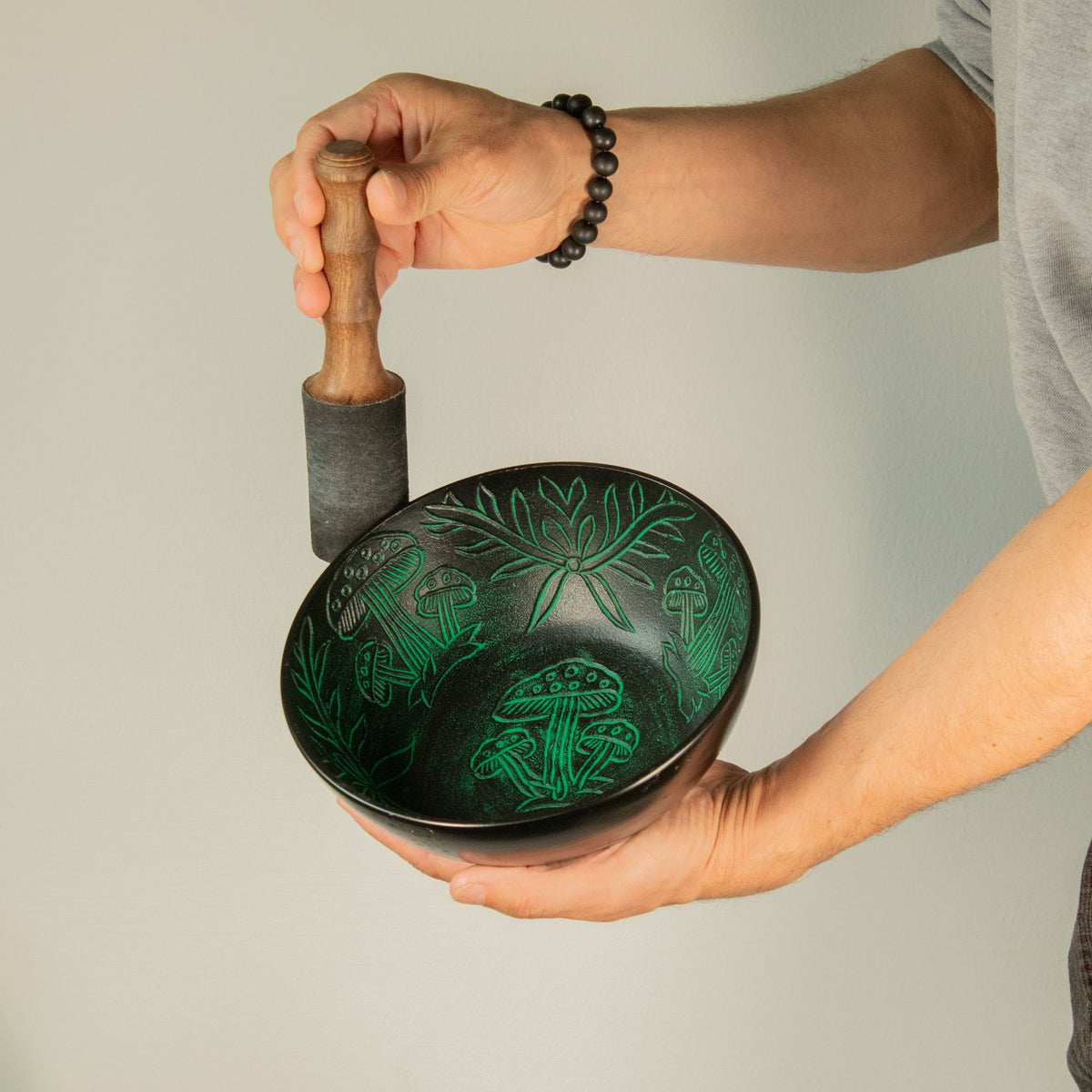Aluminum Singing Bowl - Magic Mushroom - Green