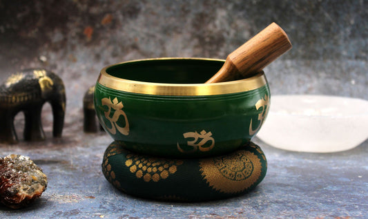 Large Tree of Life Singing Bowl Set - Green
