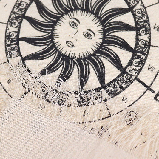 Sun Face Pendulum Divination Cloth - Natural & Black