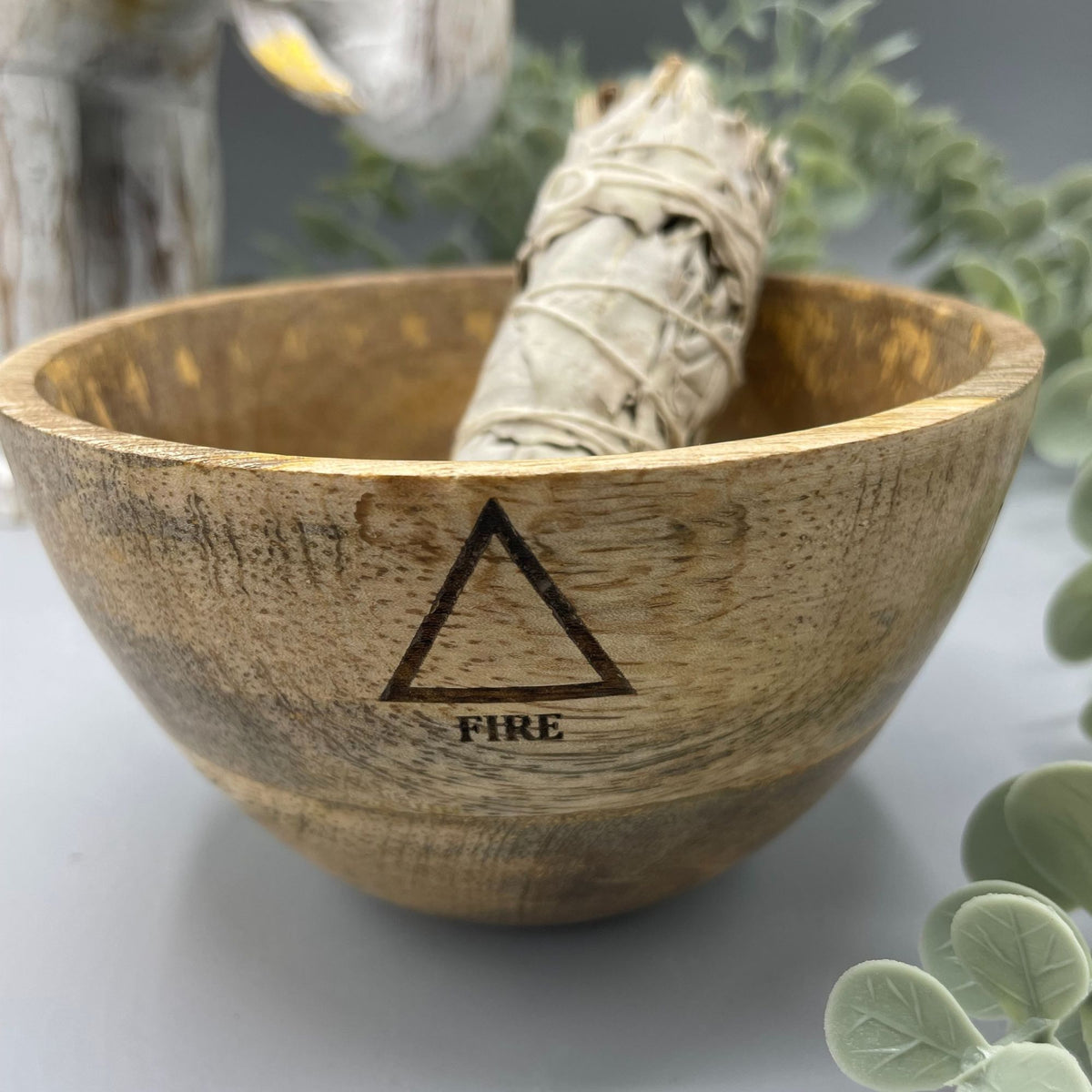 Wooden Smudge Bowl - Four Elements - Small