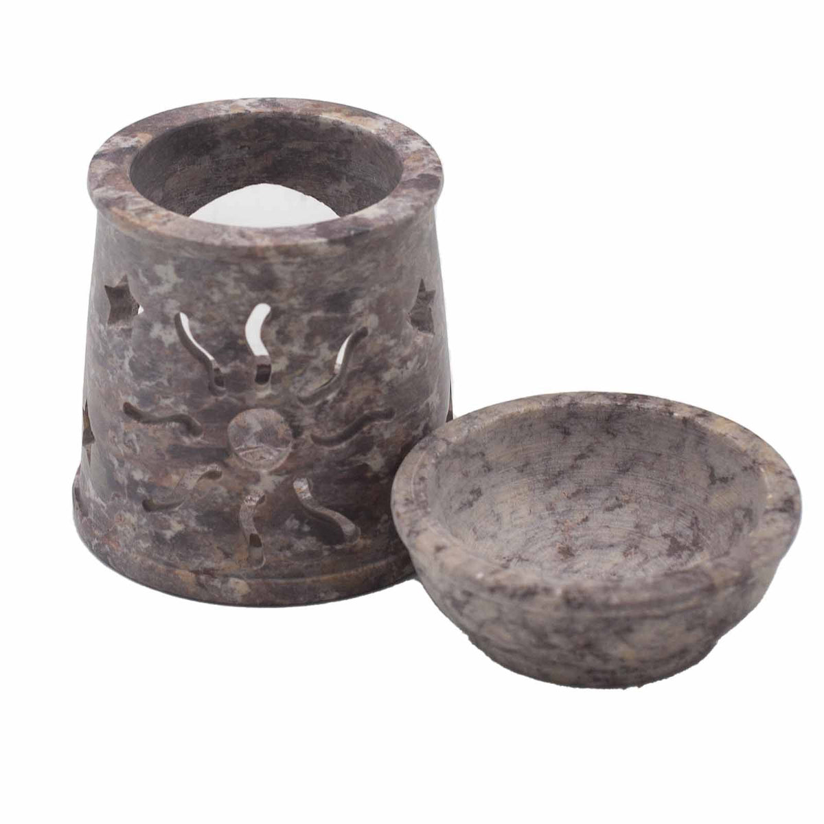 Small Soapstone Oil Burner - Sun & Stars