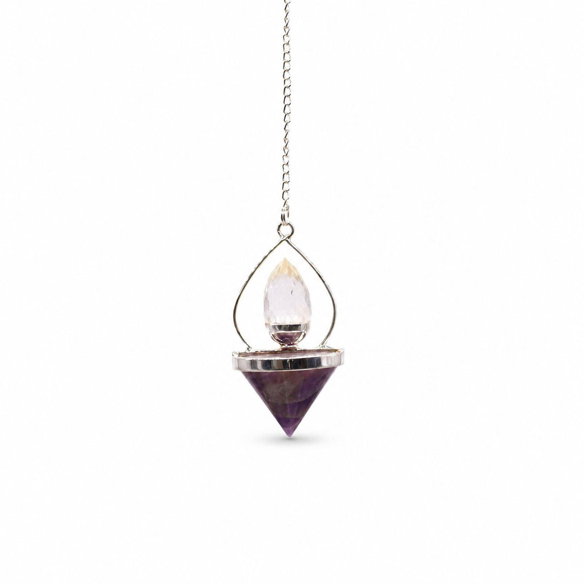 Gemstone Lantern of Life Pendulum - Amethyst & Quartz