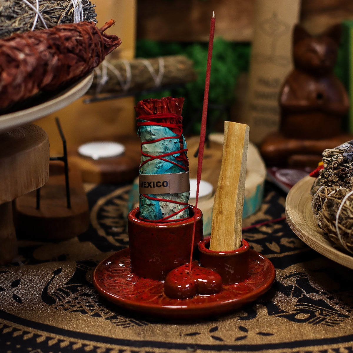 Palo Santo Stick & Smudge Holder - Red
