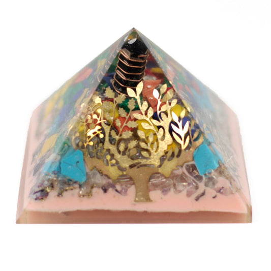 Large Orgonite Pyramid - Tree (earth base)