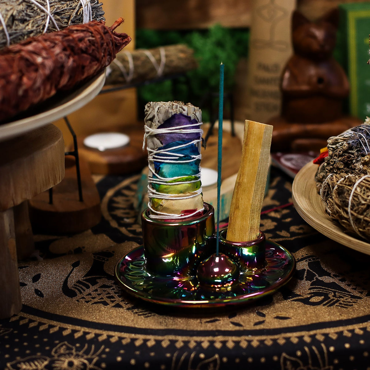 Palo Santo Stick & Smudge Holder - Metallic Rainbow