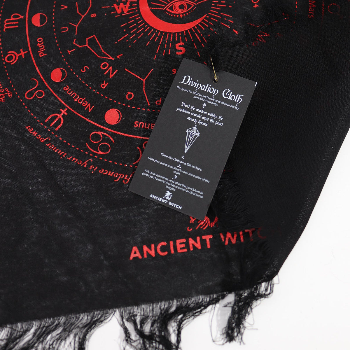 All Seeing Eye Pendulum Divination Cloth - Black & Blood Red