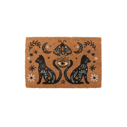 Natural Frightful Folk Cat Doormat