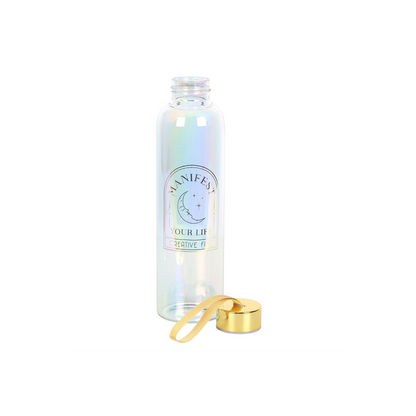 Manifest Your Life Iridescent Glass Water Bottle