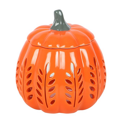 Orange Leaf Cut Out Pumpkin Oil Burner and Wax Warmer