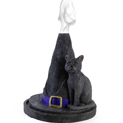 Witch Hat With Cat Incense Cone Holder