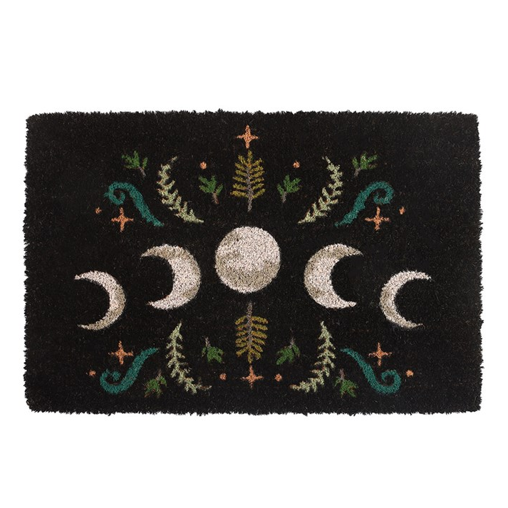 Black Dark Forest Moon Phase Doormat