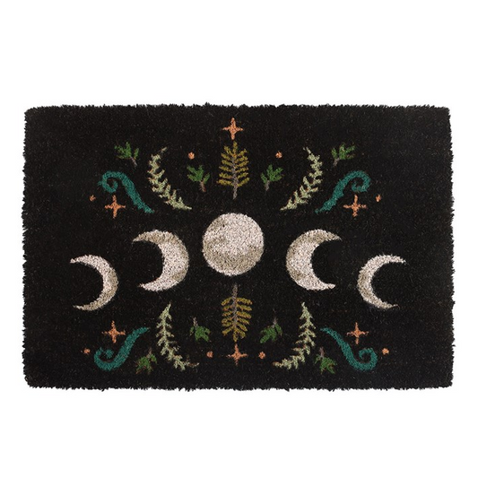Black Dark Forest Moon Phase Doormat