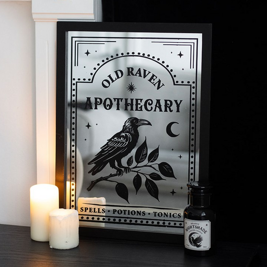 Old Raven Apothecary Mirrored Wall Art