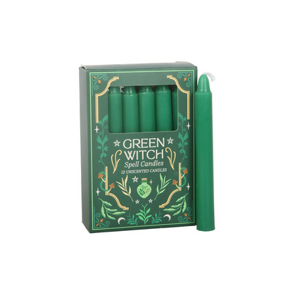 Pack of 12 Green Witch Spell Candles