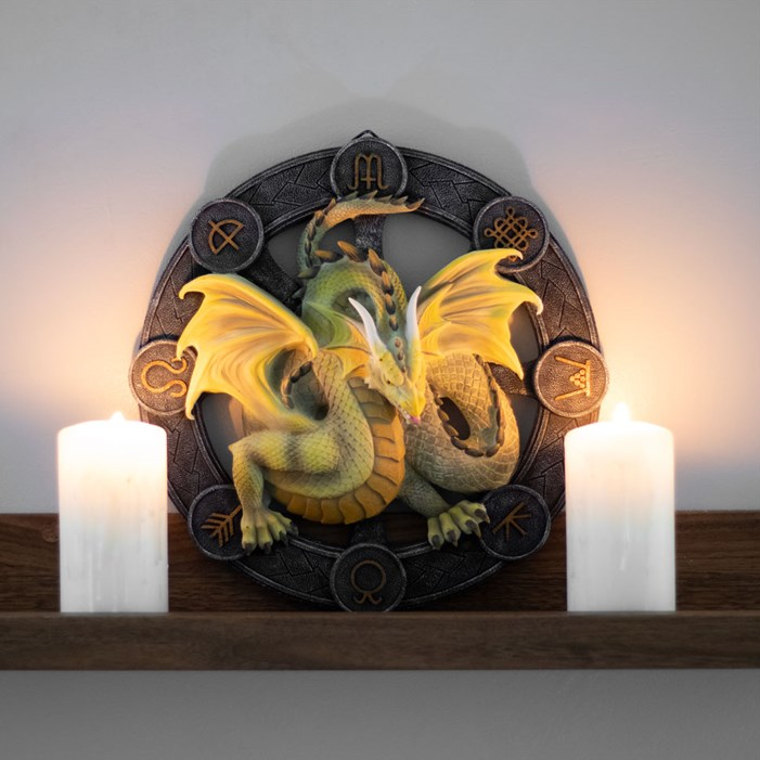 Mabon Dragon Resin Wall Plaque by Anne Stokes