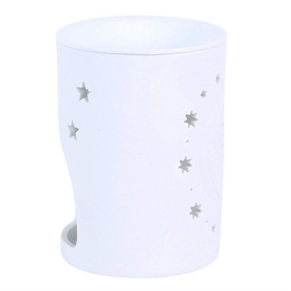 White Sun and Moon Cut Out Oil Burner and Wax Warmer