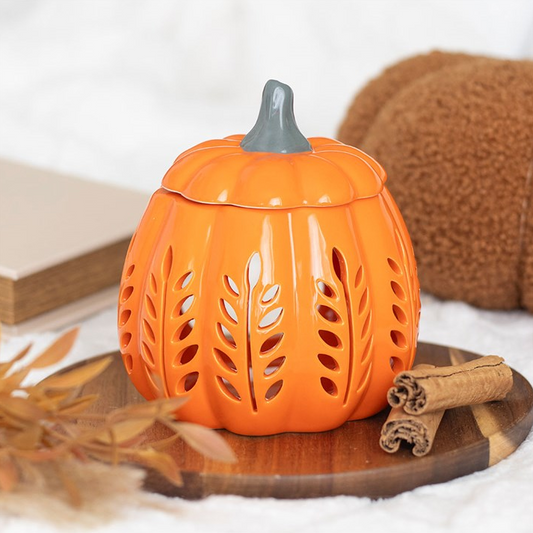 Orange Leaf Cut Out Pumpkin Oil Burner and Wax Warmer