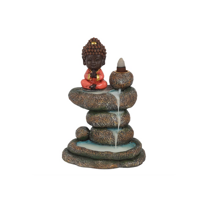 Red Buddha and Rock Pond Backflow Incense Burner