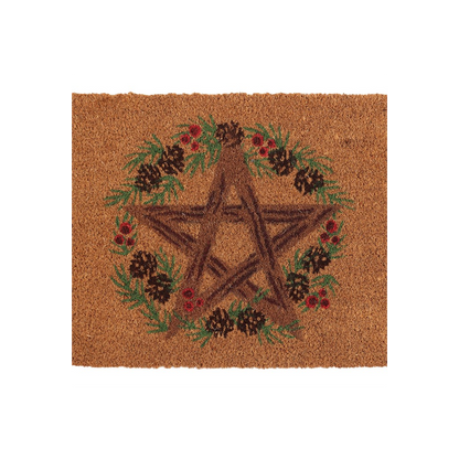 Natural Winter Solstice Pentagram Doormat