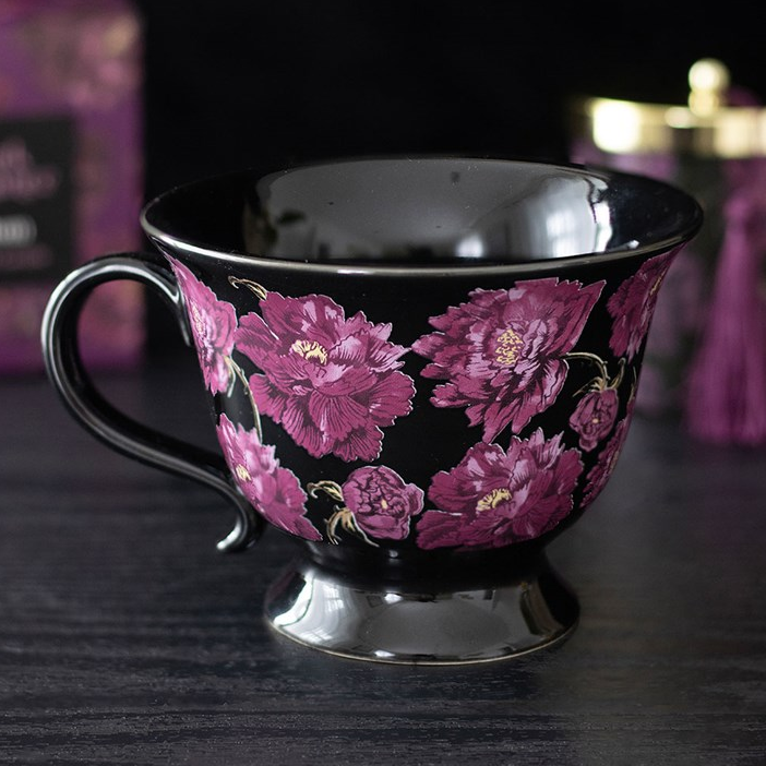 Dark Romance Floral Print Teacup