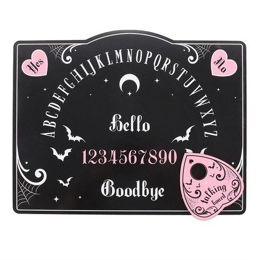 Decorative blackboard with Halloween-themed designs and text on a white background