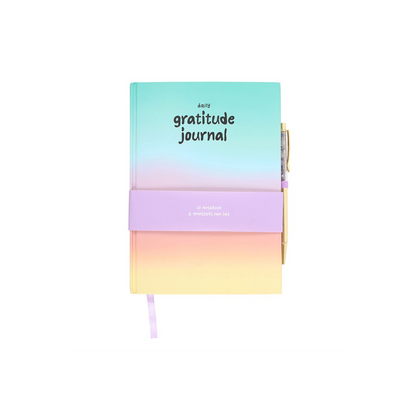 Multicoloured Gratitude Journal with Amethyst Pen