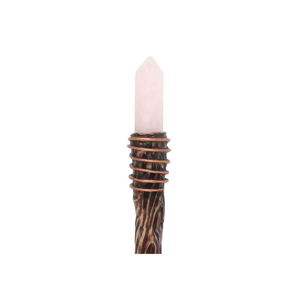 Thin Romance Rose Quartz Crystal Wand