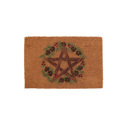 Natural Winter Solstice Pentagram Doormat