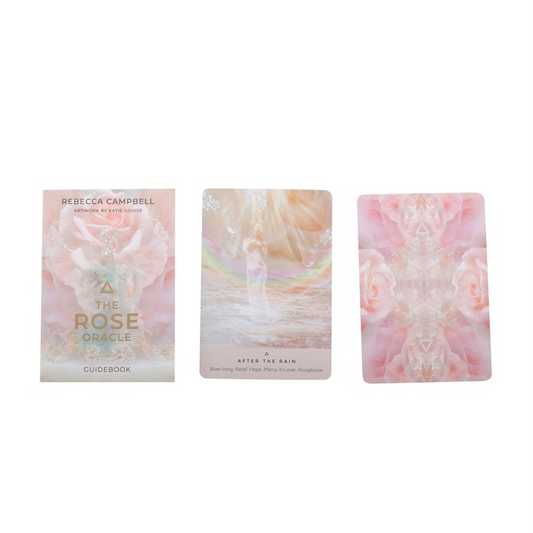 Three rose petal cards with floral designs on a white background