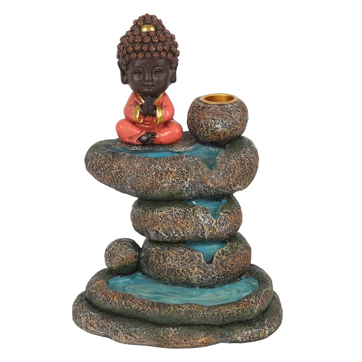 Red Buddha and Rock Pond Backflow Incense Burner