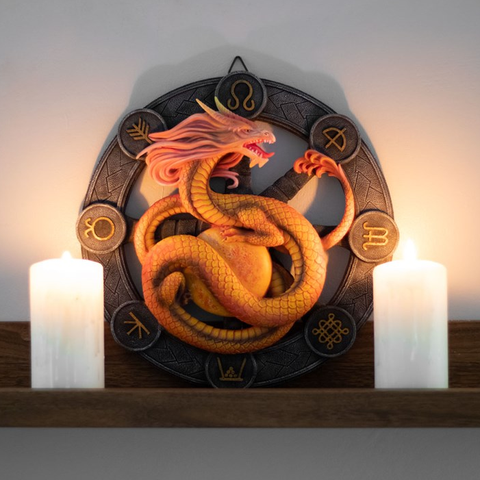 Litha Dragon Resin Wall Plaque by Anne Stokes