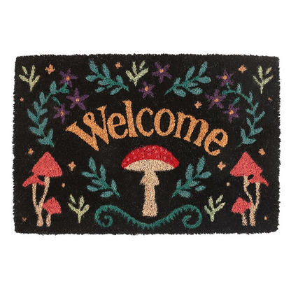 Black Mushroom Welcome Doormat