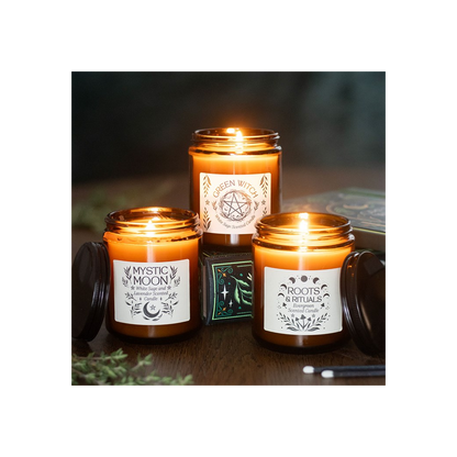 Mystic Moon Sage & Lavender Amber Glass Candle