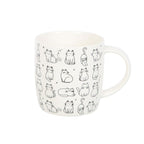 White Happy Cat Print Mug