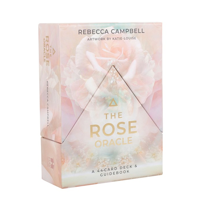Card deck packaging for 'The Rose Oracle' by Rebecca Campbell on a white background