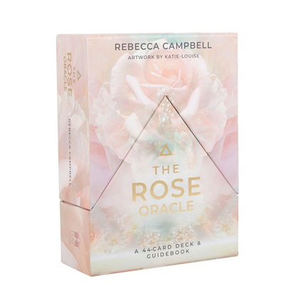 Card deck packaging for 'The Rose Oracle' by Rebecca Campbell on a white background