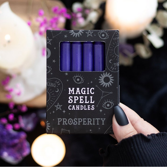 Set of 12 Purple 'Prosperity' Spell Candles