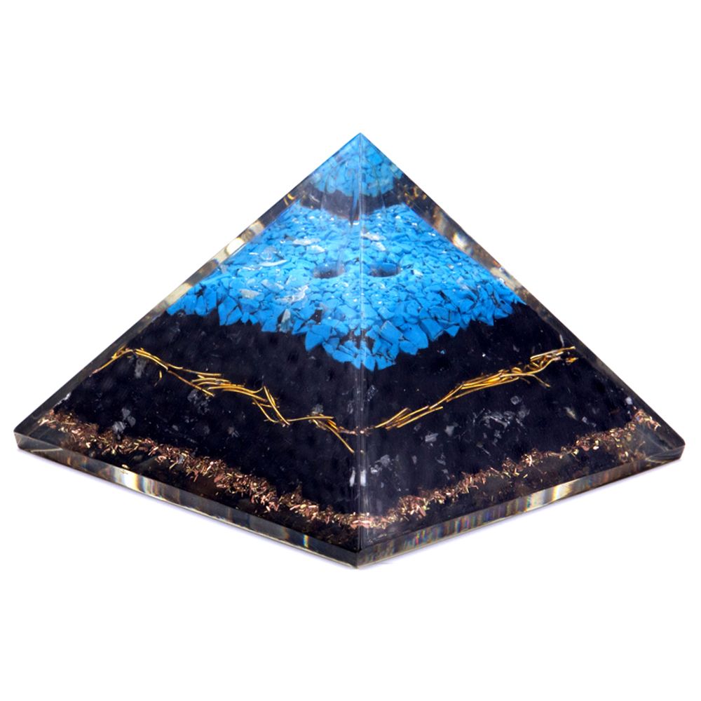 Orgonite Pyramid - Turquoise and Black Tourmaline