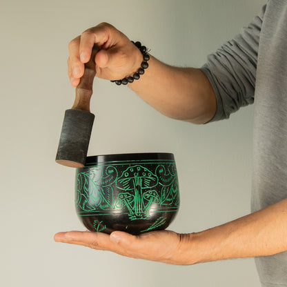 Cauldron Singing Bowl - Magic Mushroom - Green