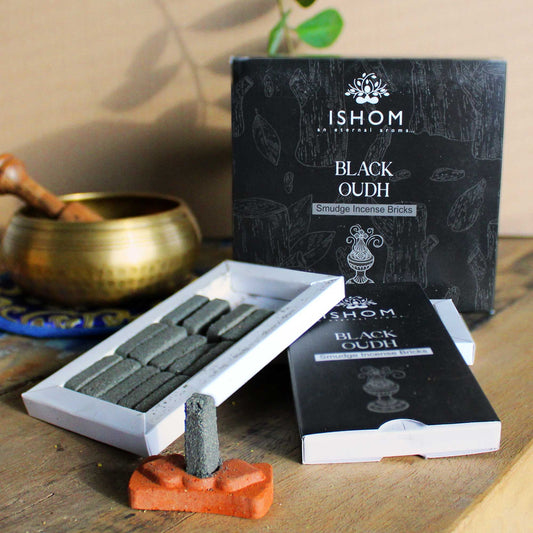 Incense Smudge Bricks and Burner - Black Wood