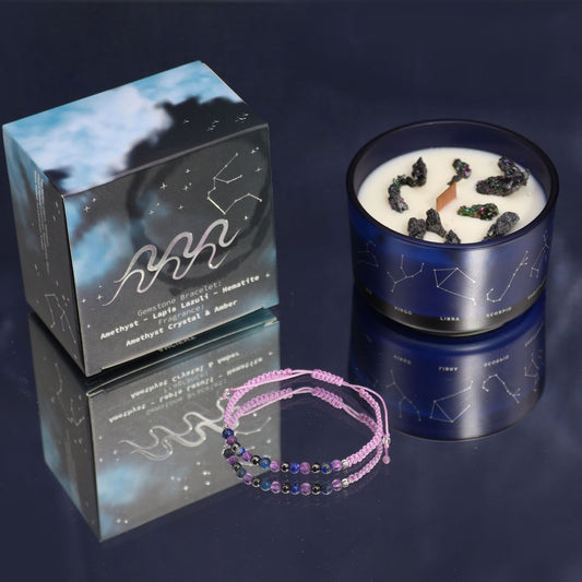 Zodiac Candle & Gemstone Bracelet - Aquarius
