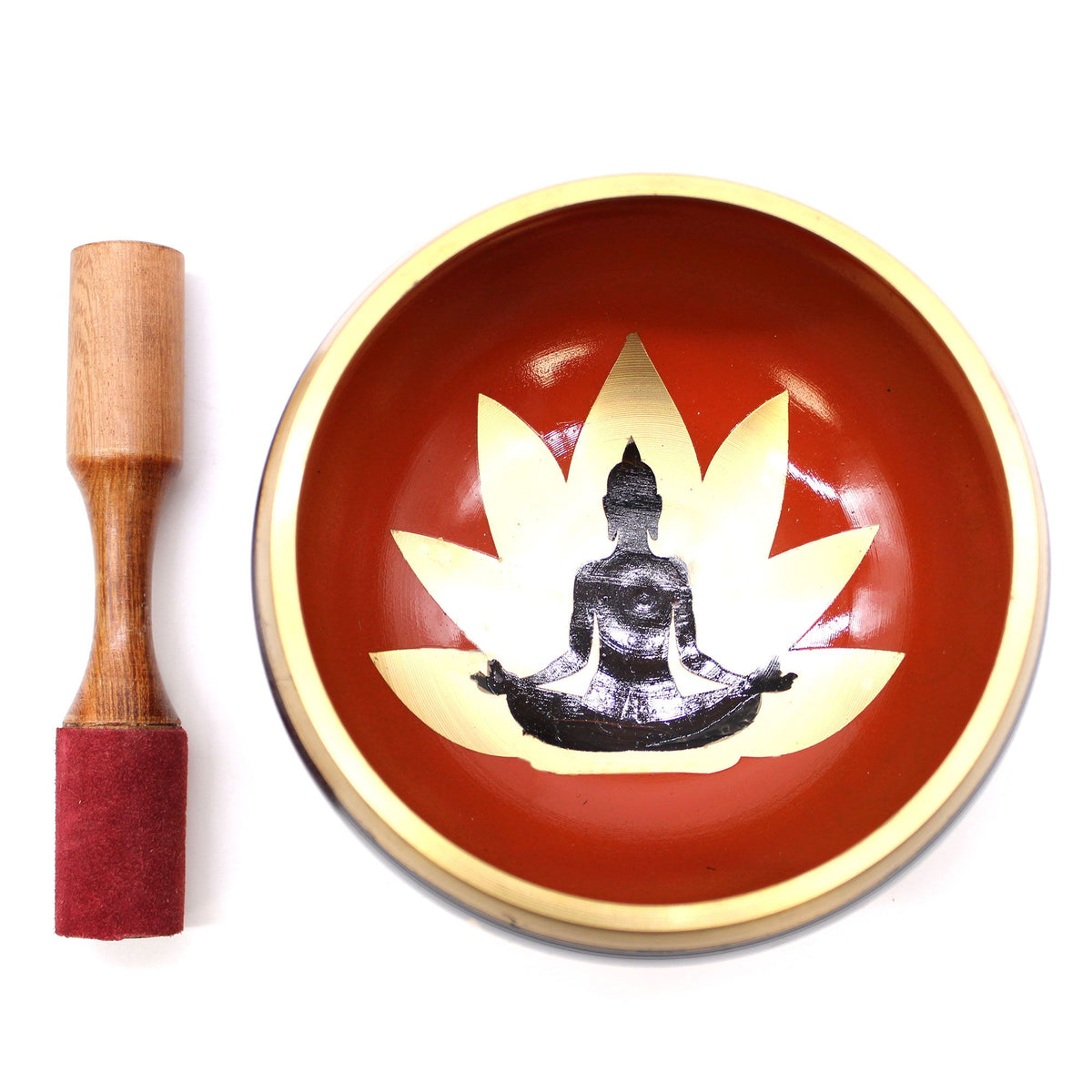 Large Buddha Singing Bowl Set - Black & Orange