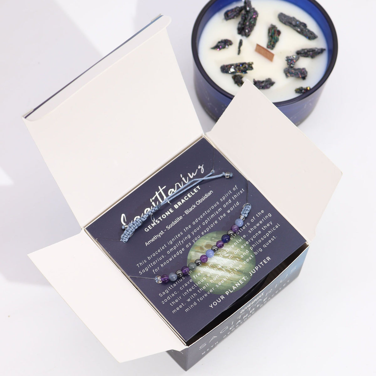 Zodiac Candle & Gemstone Bracelet - Sagittarius